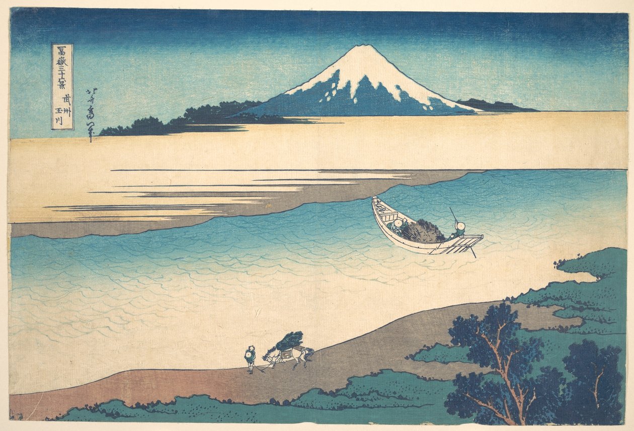 A Tama-folyó Musashi tartományban (Bushū Tamagawa), a „A Fuji-hegy harminchat látképe” (Fugaku sanjūrokkei) című sorozatból alkotó: Katsushika Hokusai