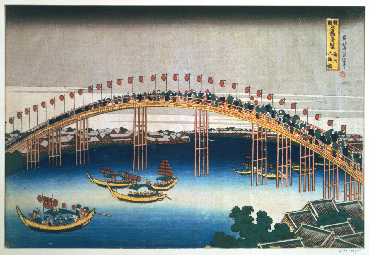 Temma híd, Osaka, Japán, 1830 alkotó: Katsushika Hokusai