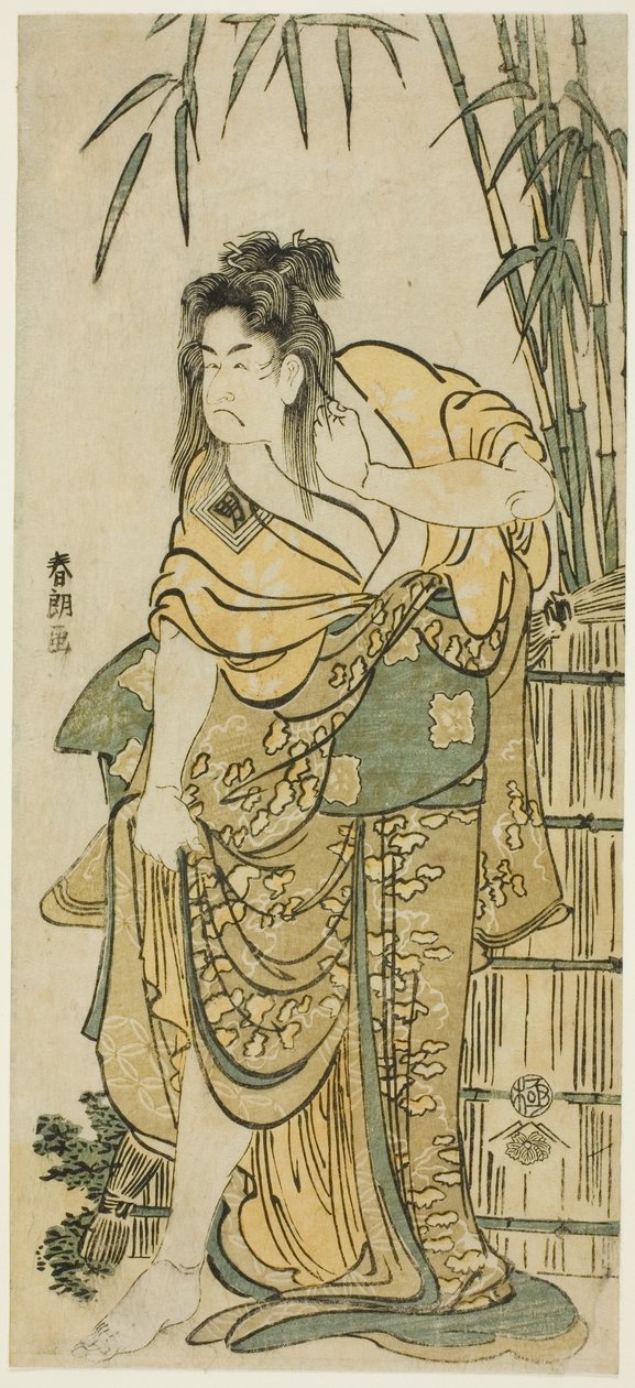 A színész Ichikawa Komazo, mint egy kócos hajú nő alkotó: Katsushika Hokusai