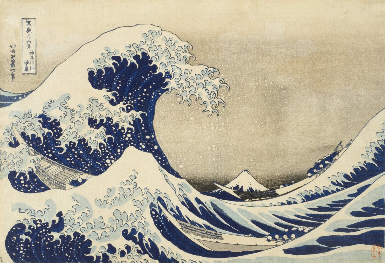 A nagy hullám Kanagawa partjainál, 1830 körül (fametszet) alkotó: Katsushika Hokusai