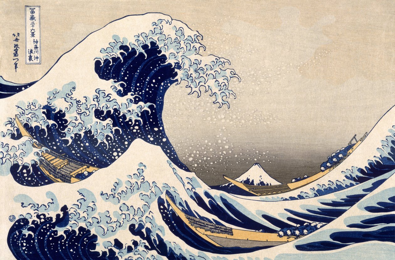 A nagy hullám Kanagawa előtt a "36 nézet a Fuji hegyről" sorozatból, 1831 (kézzel színezett fametszet) alkotó: Katsushika Hokusai