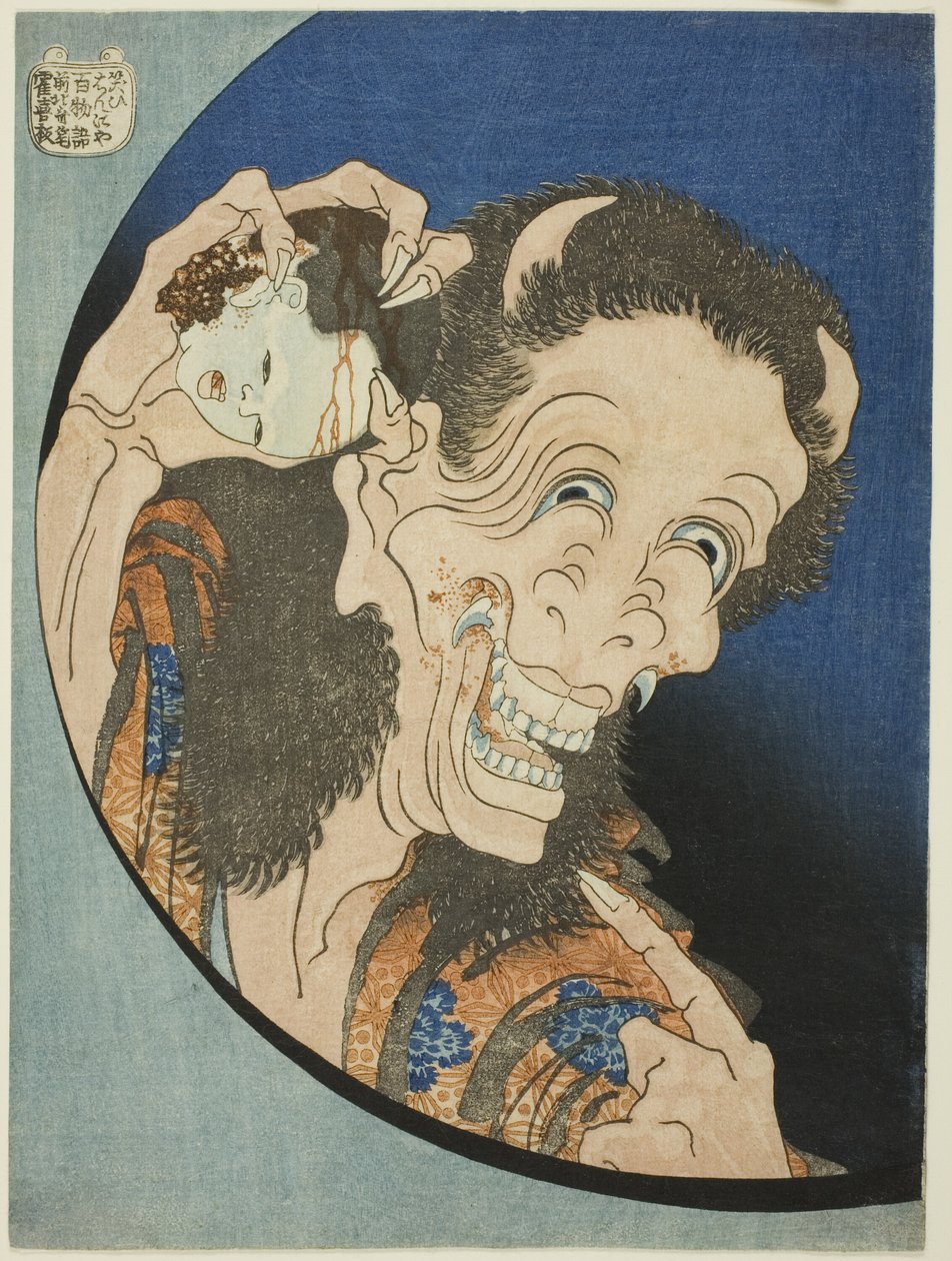 The Laughing Demoness (Warai Hannya), a "Száz szellemmese (Hyaku monogatari)" sorozatból alkotó: Katsushika Hokusai