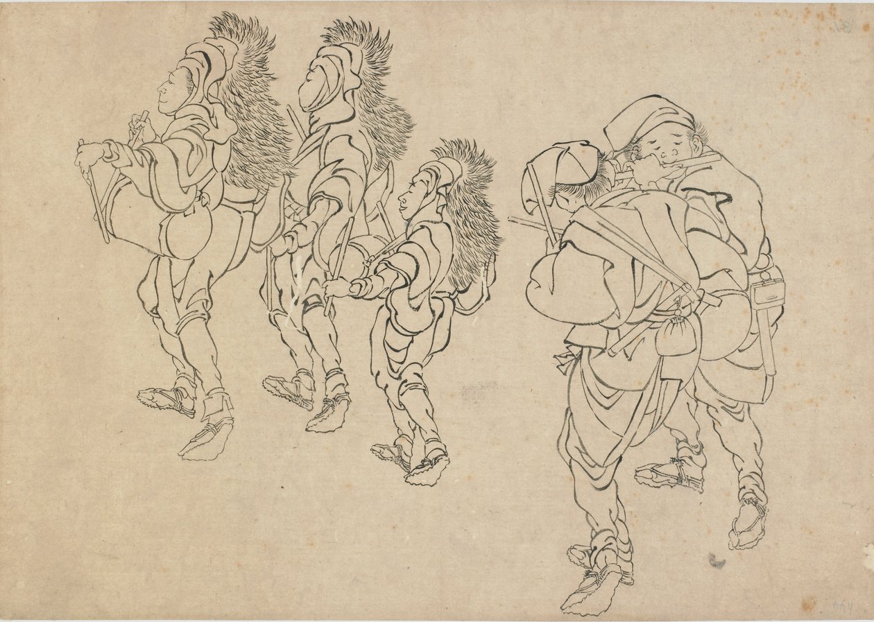Oroszlántánc, 18. század vége – 19. század eleje. alkotó: Katsushika Hokusai
