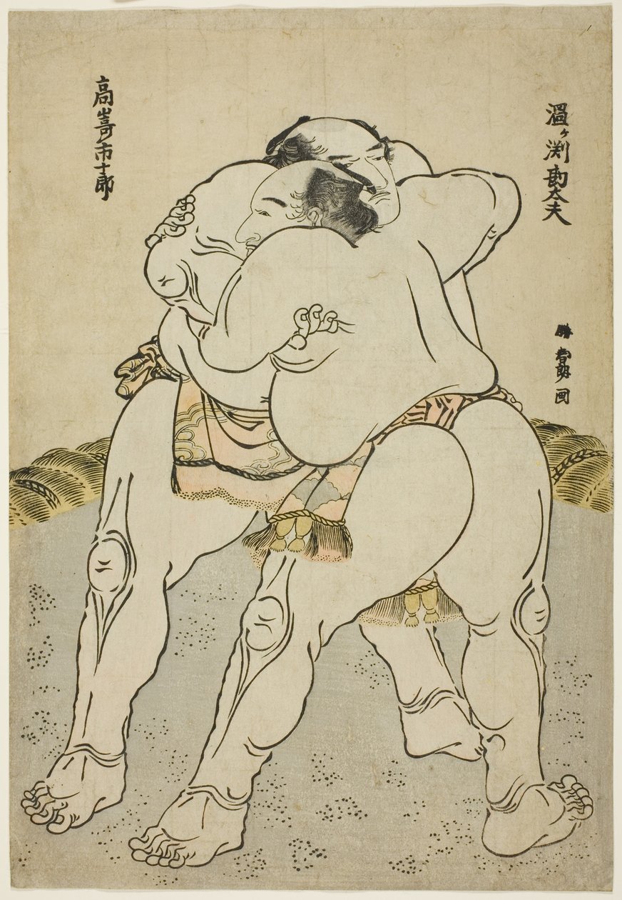 Tesumo Wresters Uzugaen Kandayu Draft és Kazuki Takasaki alkotó: Katsushika Hokusai
