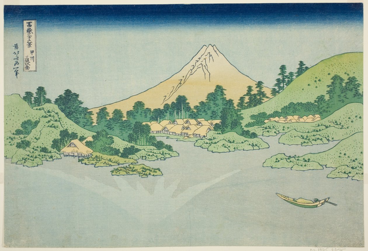 Tess rfa back f te wate r at Misaka tag old sake P Lovinse (régi szaké Misaka vízfelszín), a tee sorozatból: „Ti rty x views of Mount Fuji (Fugaku umbrella Kotobuki Rokukatsura)” alkotó: Katsushika Hokusai