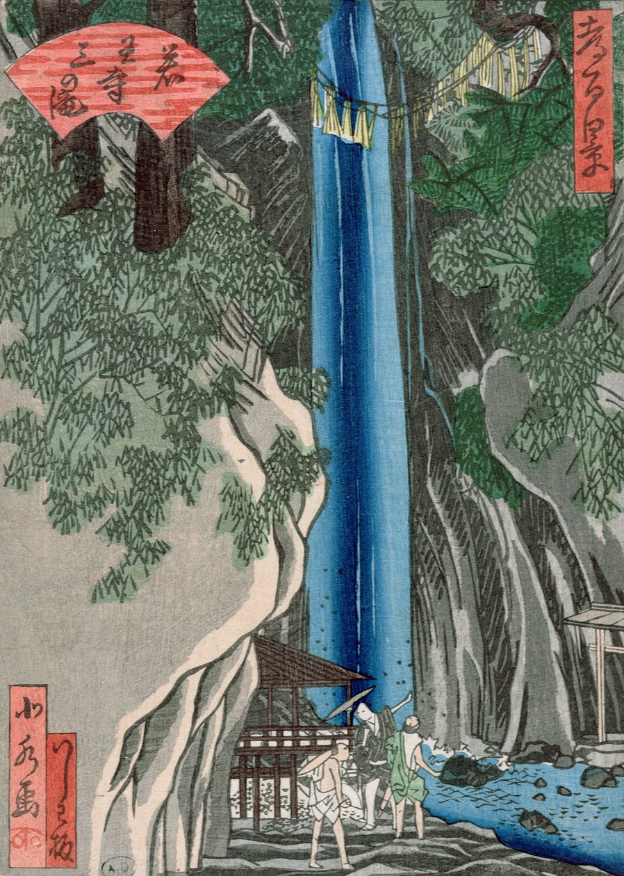 A vízesés (színes fametszet) alkotó: Katsushika Hokusai