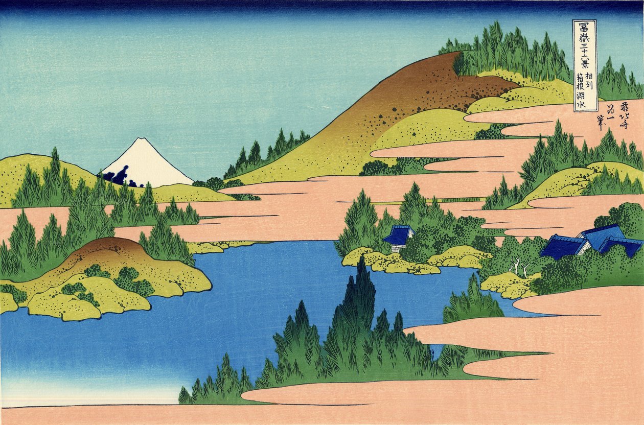A Hakone-tó Segami tartományban, 1830 körül (fatömbnyomat) alkotó: Katsushika Hokusai
