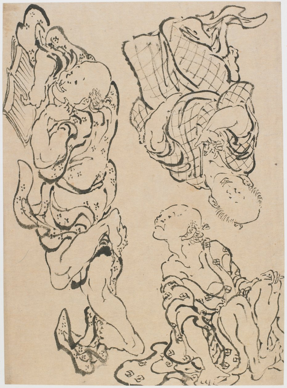 Három alak, 18. század vége-19. század eleje. alkotó: Katsushika Hokusai