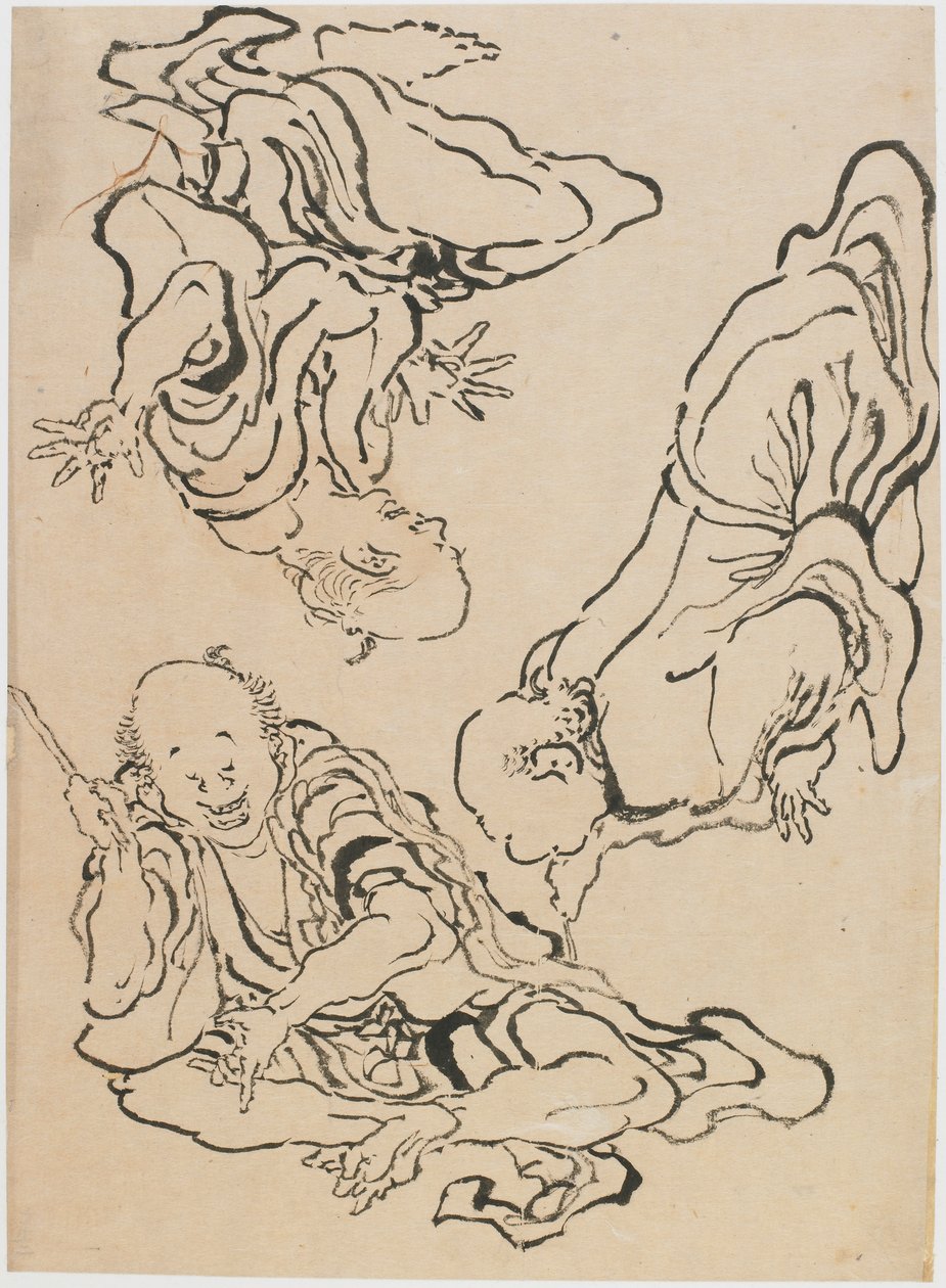 Három férfi gesztikulál, 18. század vége-19. század eleje. alkotó: Katsushika Hokusai