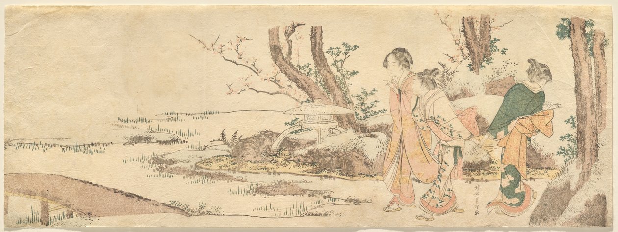 Három nő egy tó partján alkotó: Katsushika Hokusai