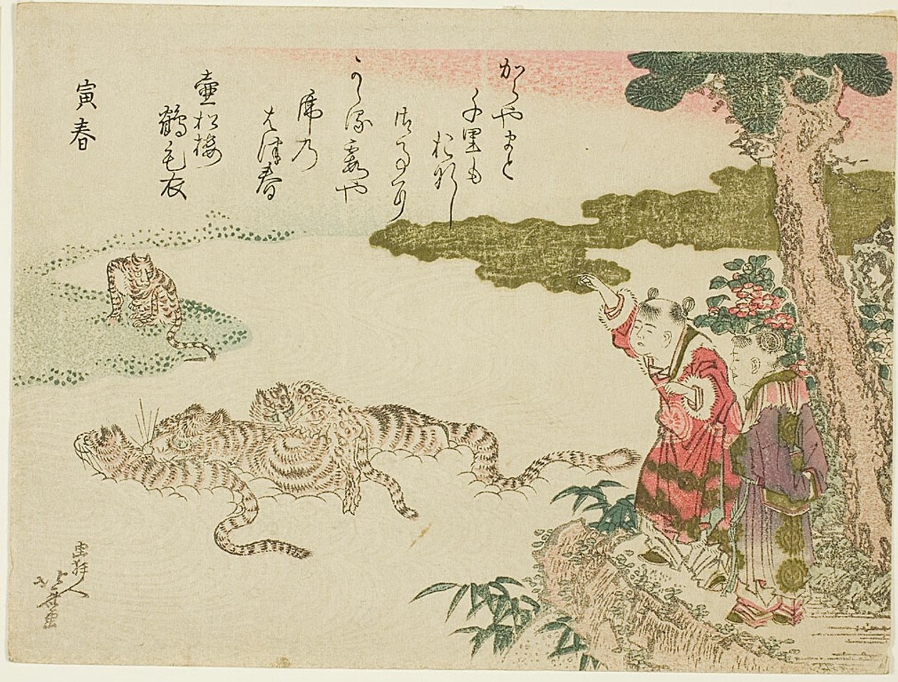 Tigrisek átkelnek egy folyón (Tora no haru) alkotó: Katsushika Hokusai