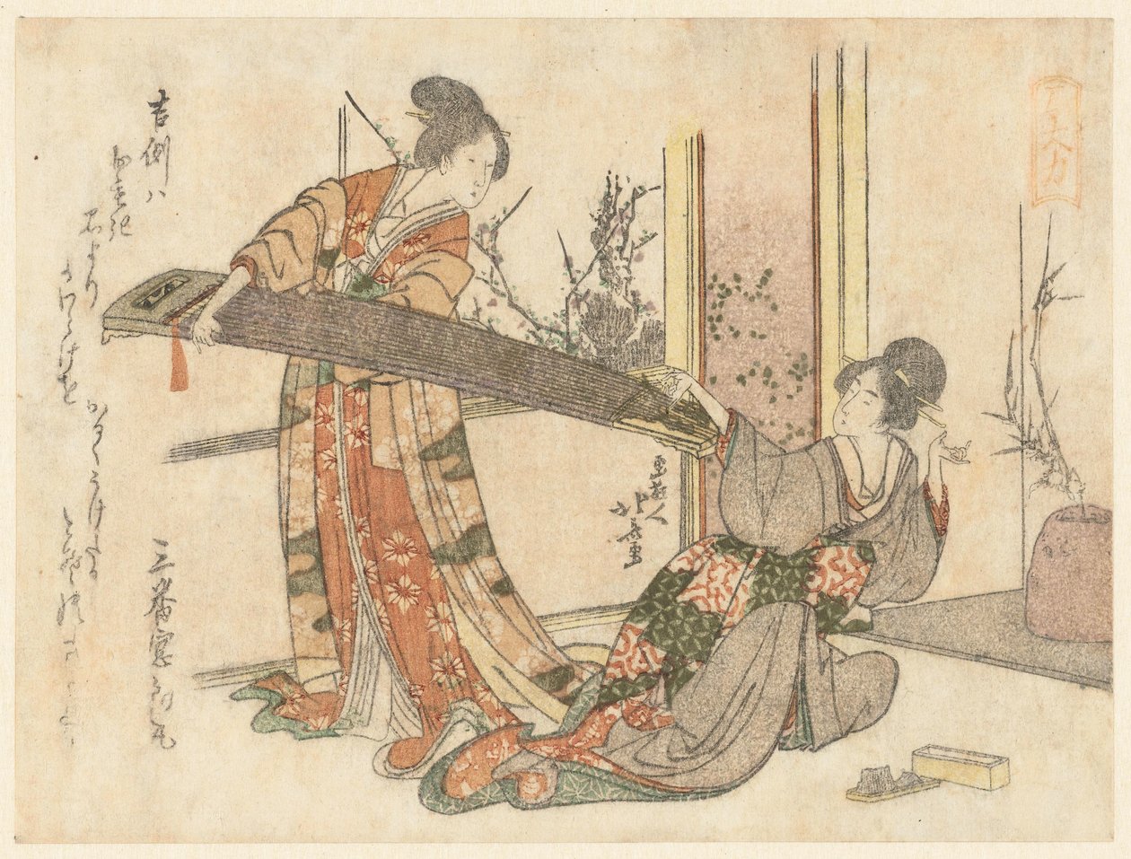 Két nő egy kotoval alkotó: Katsushika Hokusai