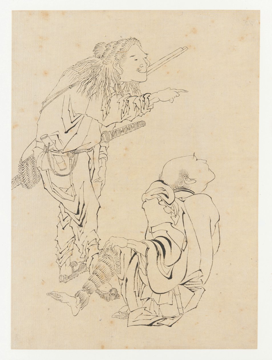 Két vadász, Edo-korszak, 19. század. alkotó: Katsushika Hokusai
