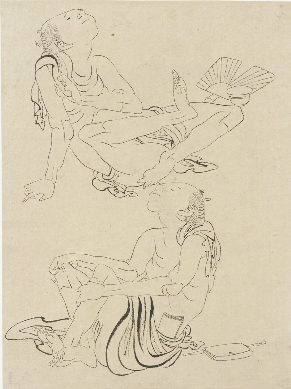 Két férfi pihen nyáron, Edo-korszak (tinta, papír) alkotó: Katsushika Hokusai