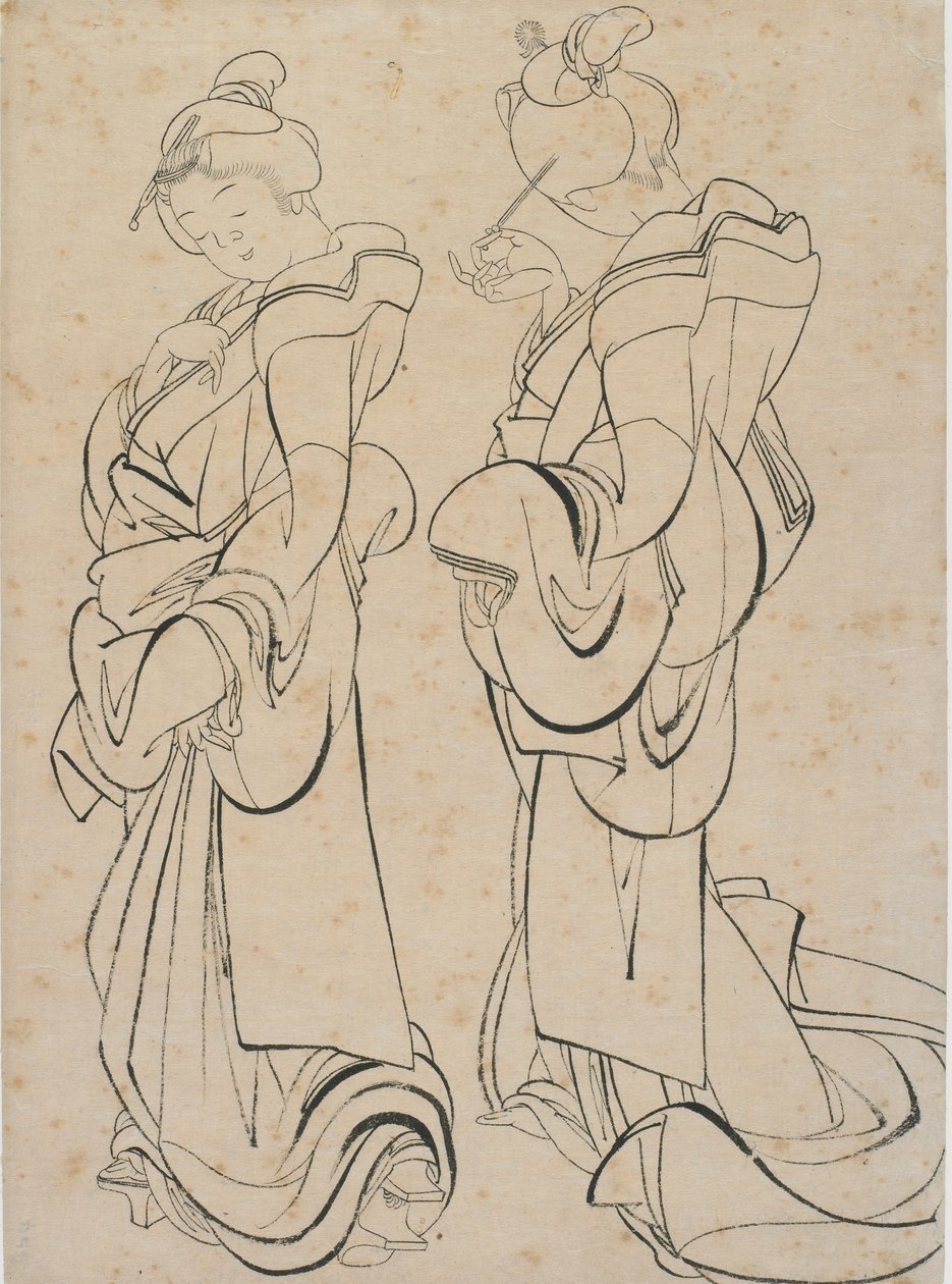 Két nő, 18. század vége-19. század eleje. alkotó: Katsushika Hokusai