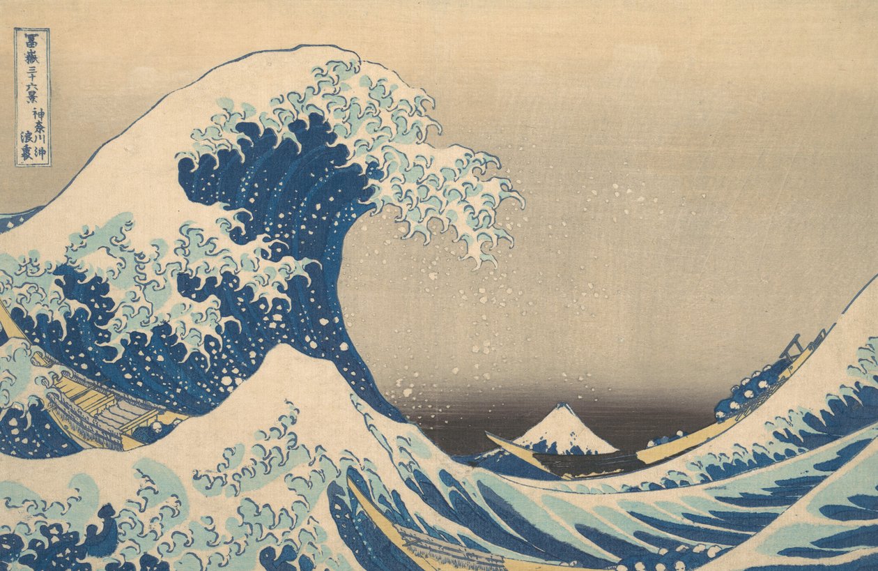 Under the Wave off Kanagawa Kanagawa oki nami ura, más néven The Great Wave, ..., kb. 1830-32. alkotó: Katsushika Hokusai