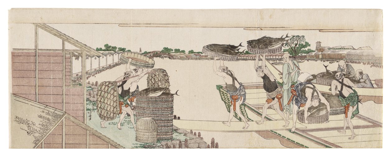A bonito kirakodása a piacra alkotó: Katsushika Hokusai