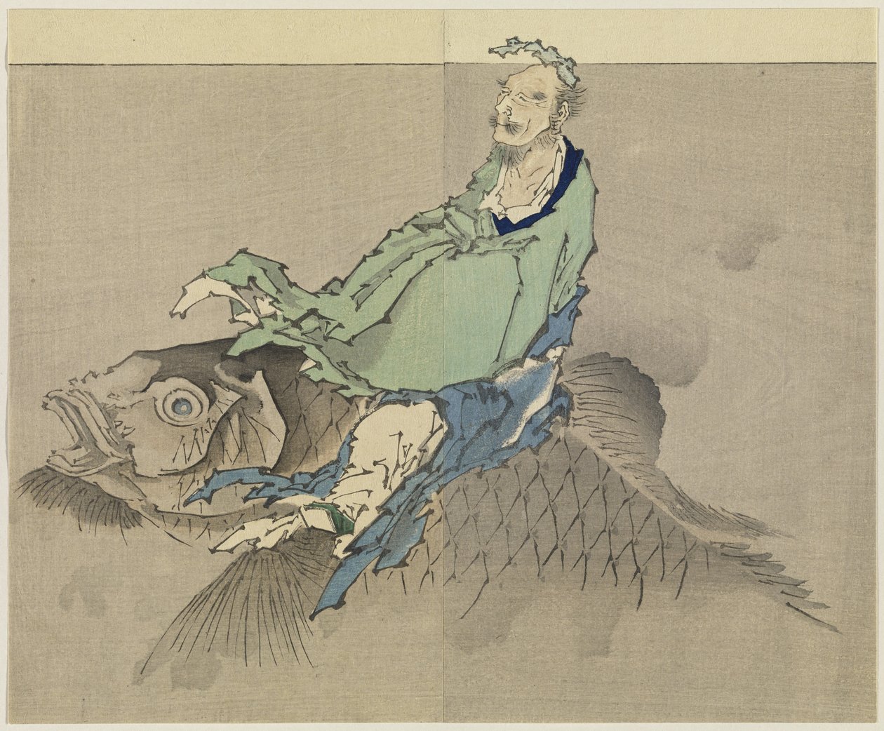 Cím nélkül, 1890 (fatömbnyomat, tinta és színes papíron) alkotó: Katsushika Hokusai