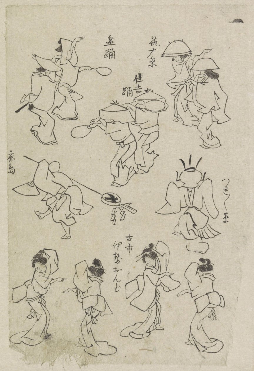 Különböző táncoló figurák alkotó: Katsushika Hokusai