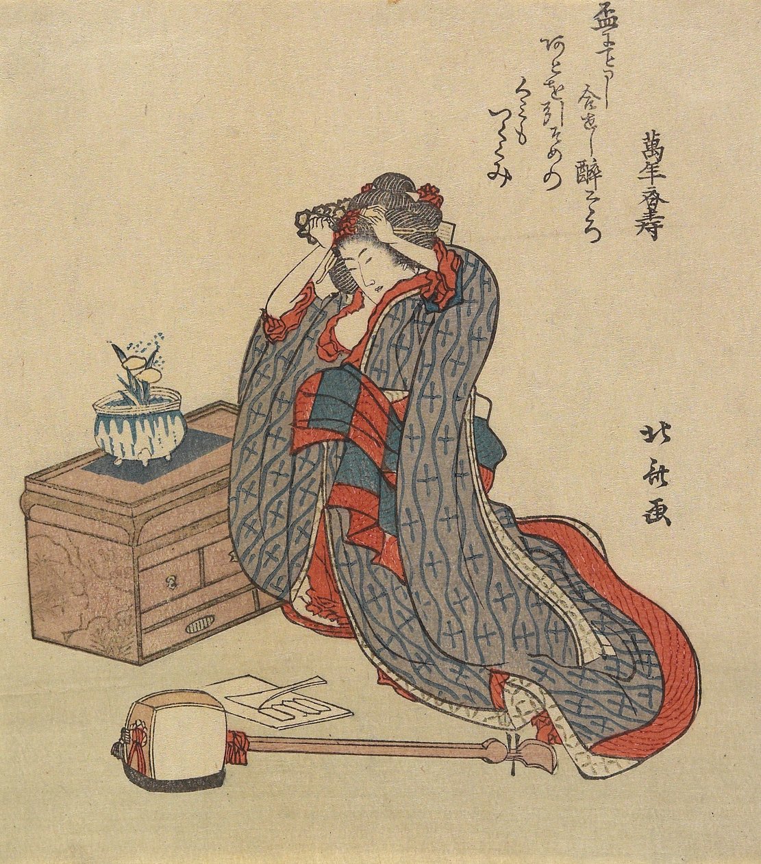 Haját rögzítő nő, 1797-1819 alkotó: Katsushika Hokusai