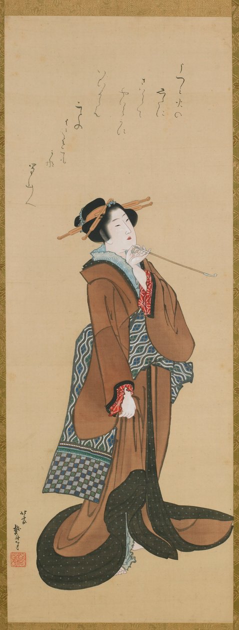 Nő pipát tart, kb. 1814-1815. alkotó: Katsushika Hokusai