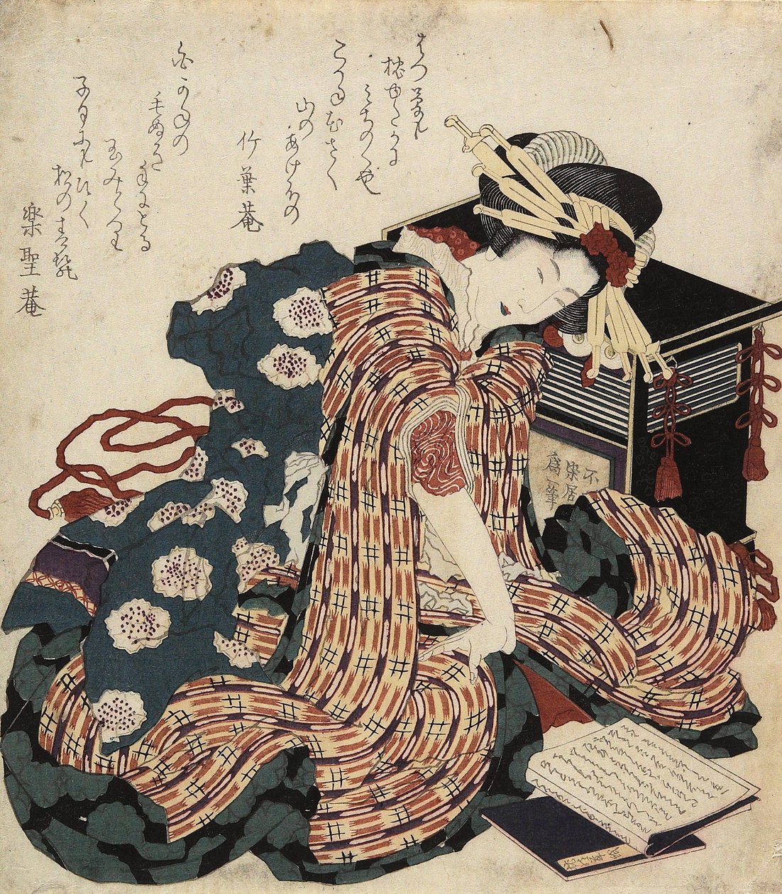 Könyvet olvasó nő, 1822 alkotó: Katsushika Hokusai