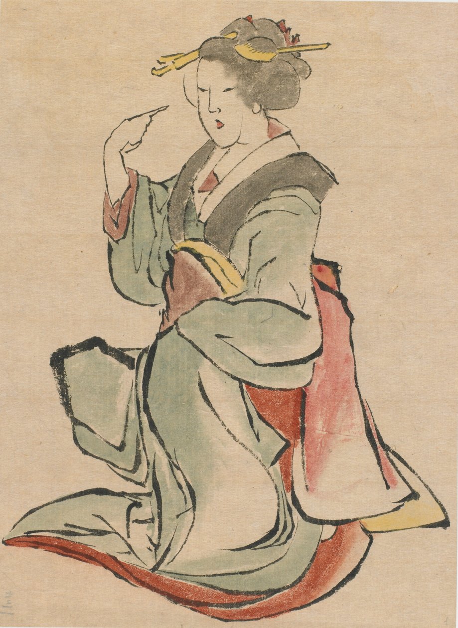 Jobbra néző, integető nő, 18. század vége-19. század eleje. alkotó: Katsushika Hokusai