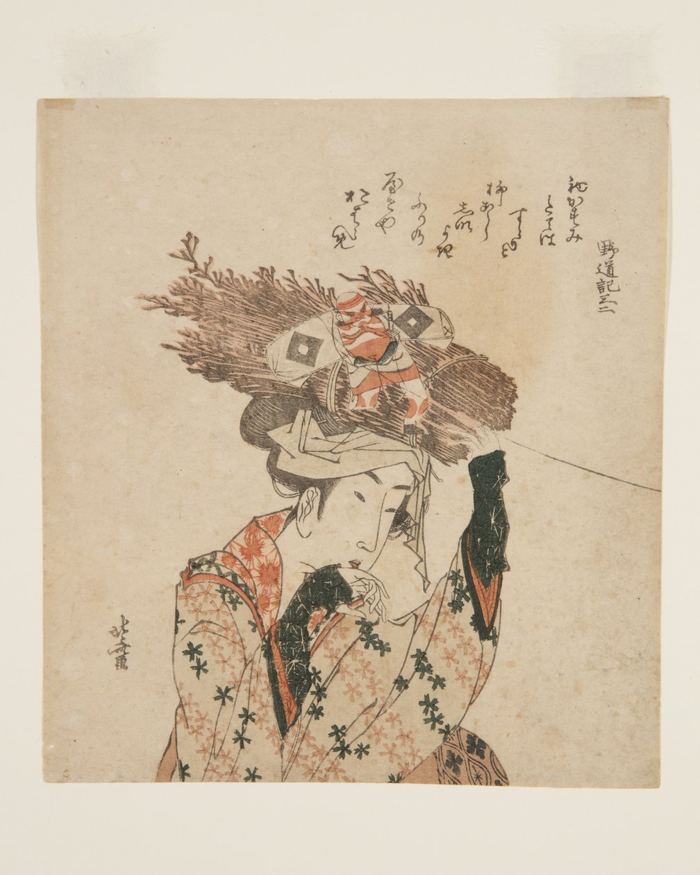 Harabeli nő tűzifa köteggel és sárkányral (színes fatömbmintás) alkotó: Katsushika Hokusai