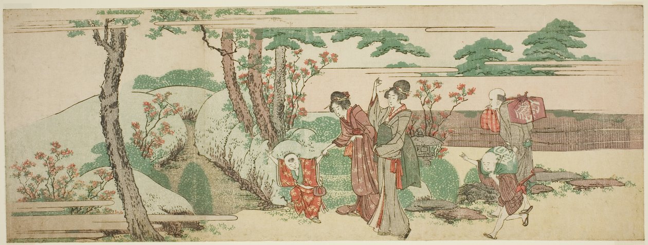 Nők és gyerekek piknikezni alkotó: Katsushika Hokusai