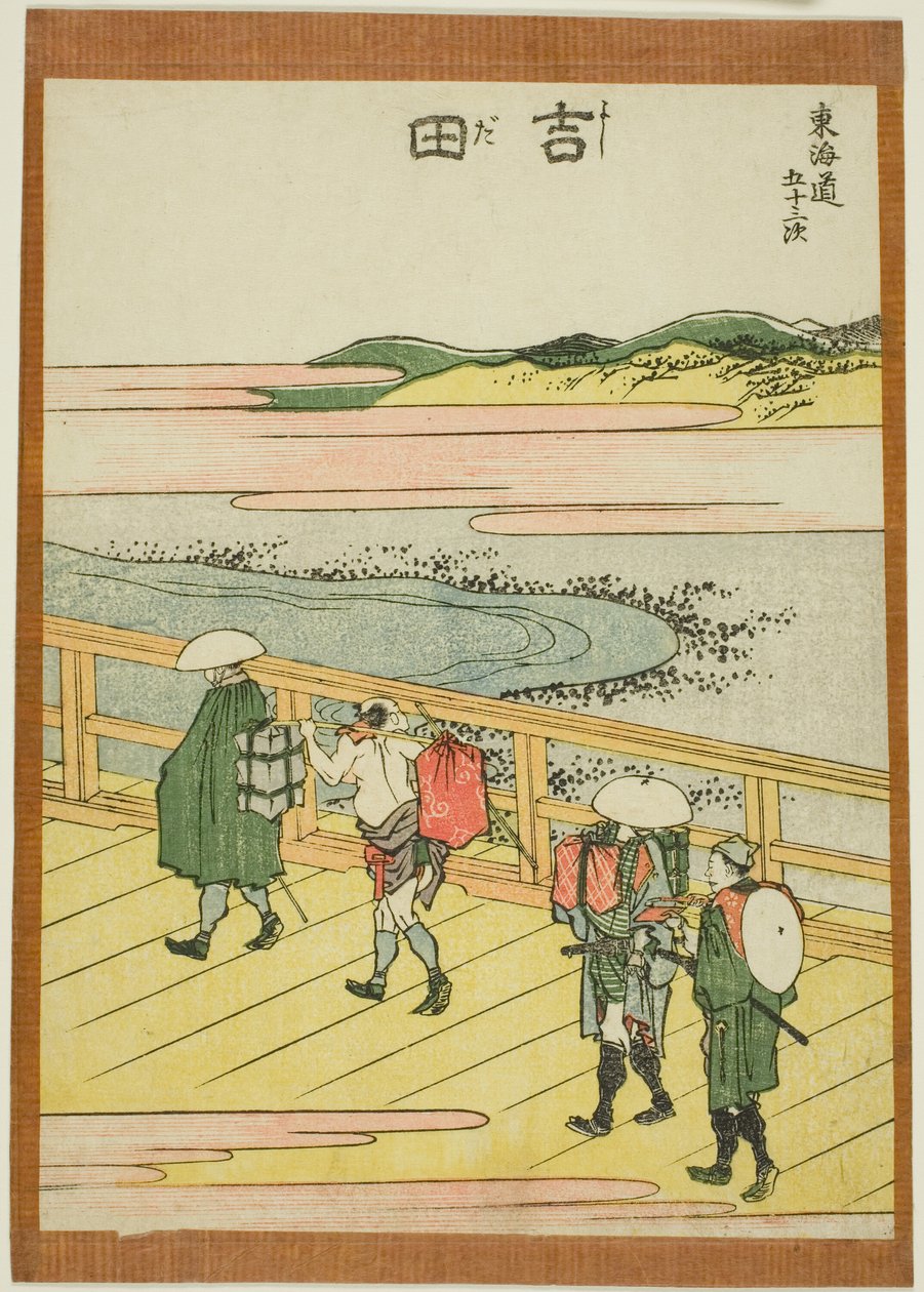 Yoshida, a "Tokaido ötvenhárom állomása (Tokaido gojusan tsugi)" sorozatból alkotó: Katsushika Hokusai