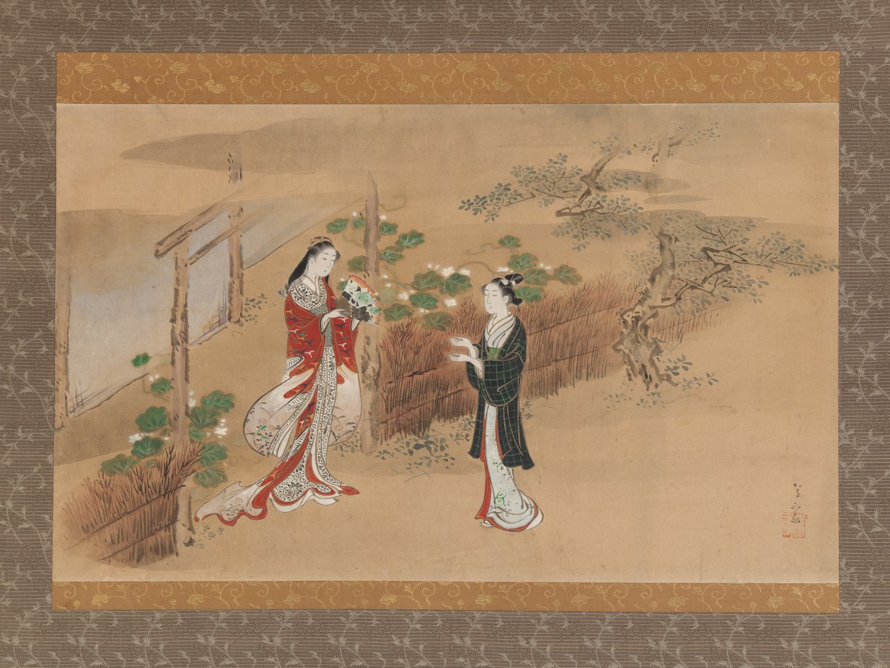Esti arcok Yugao fejezet a Genji Genji monogatari meséjéből, 18. század. alkotó: Kawamata Tsunemasa