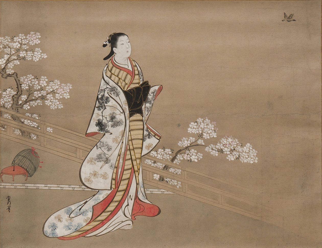 Murasaki paródiája, Lavender Wakamurasakiból, Genji meséje 5. fejezete, 18. század. alkotó: Kawamata Tsuneyuki