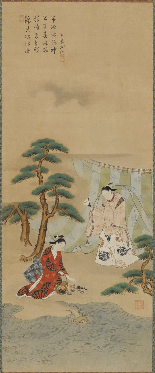 Fiatal férfi és egy fiatal nő a tengerparton, Edo-korszak, 1615-1868. alkotó: Kawamata Tsuneyuki