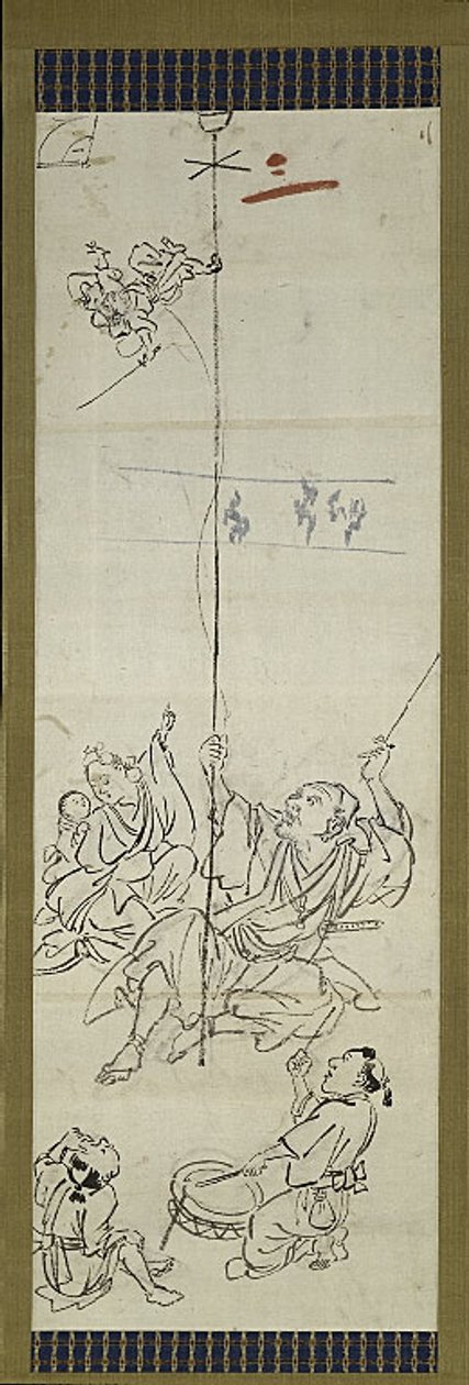Monkey Trainer, egy a hat vázlatból alkotó: Kawanabe Kyosai