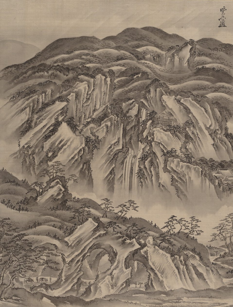 Sziklás táj, kb. 1887. alkotó: Kawanabe Kyosai