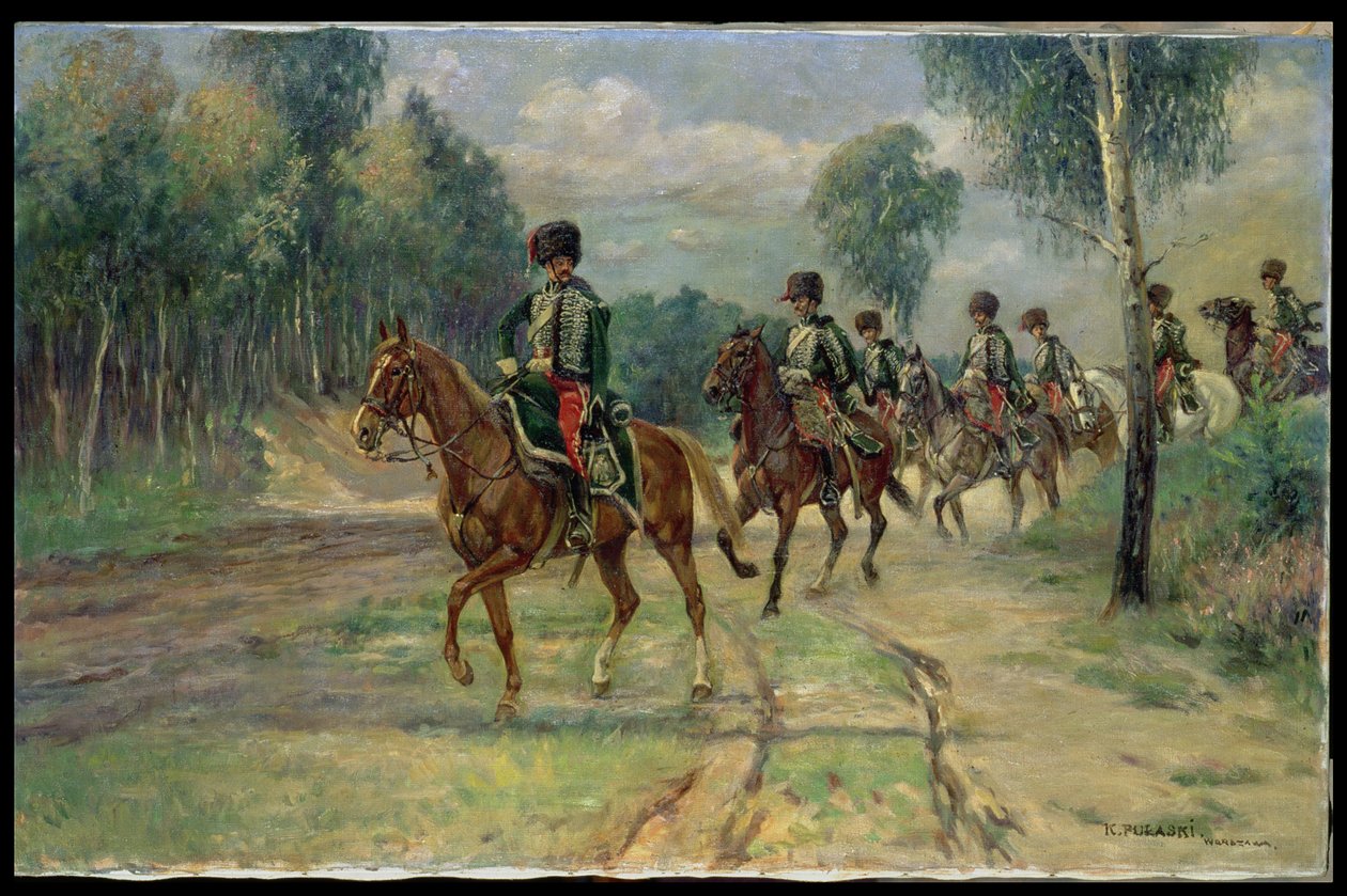 Huszárszázad, 1920 körül (olaj, vászon) alkotó: Kazimierz Pulaski