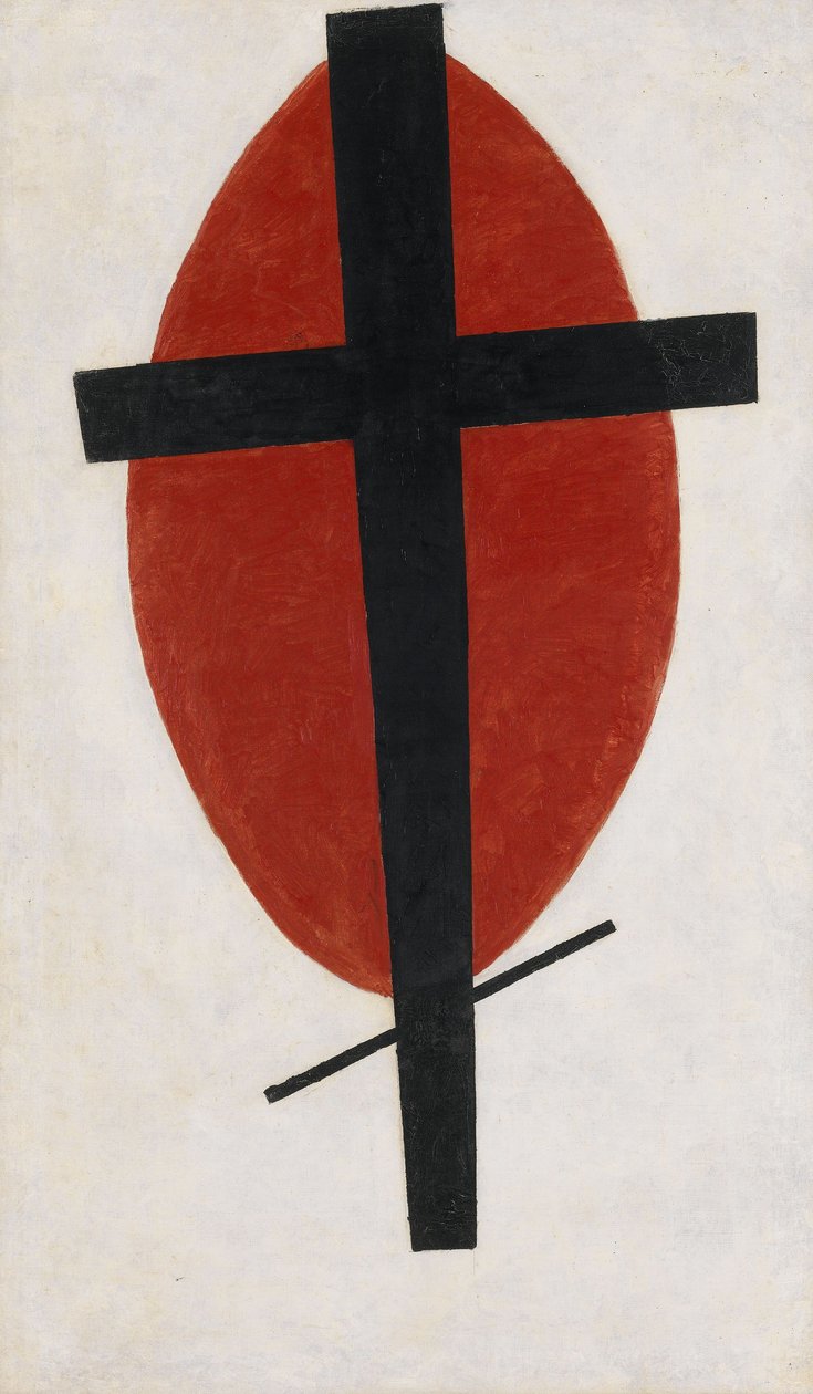 Misztikus szuprematizmus fekete kereszt vörös oválison alkotó: Kazimir Severinovich Malevich