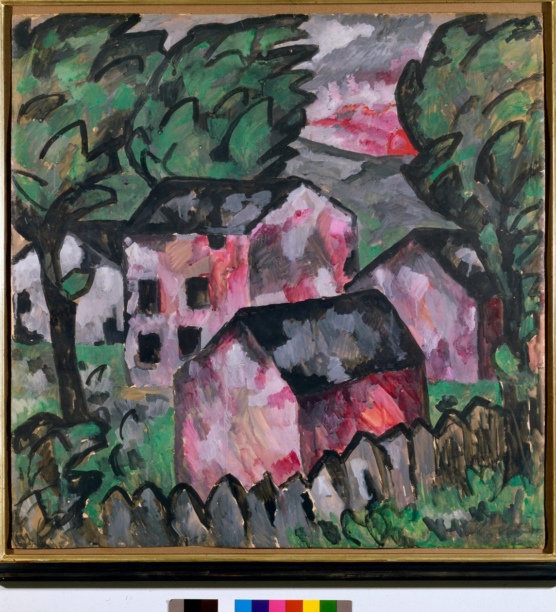 Táj vörös házakkal Kazimir Severinovich Malevich (Malevich, Malevich) festménye (1878-1935) V 107x106 cm 1910 V Kunstmuseum Bale alkotó: Kazimir Severinovich Malevich
