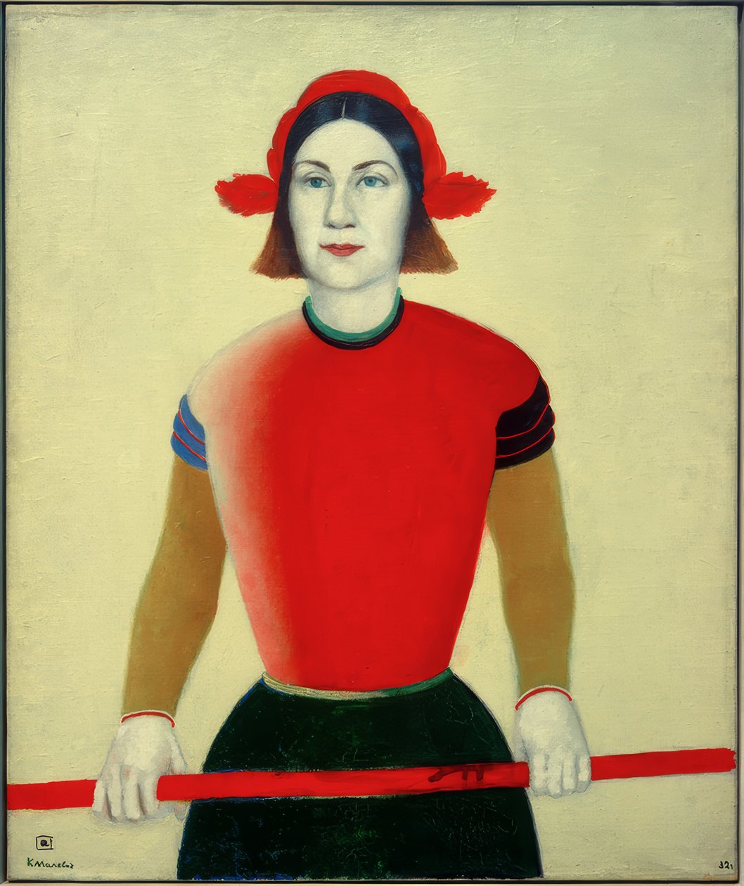 Lány piros bottal alkotó: Kazimir Severinovich Malevich