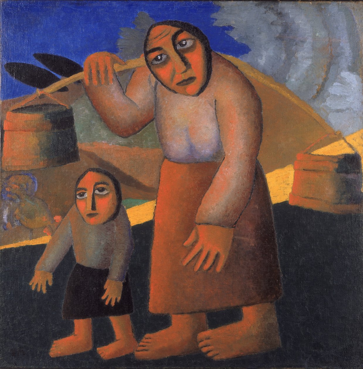 Parasztasszony kofával és gyerekkel, c. 1912 alkotó: Kazimir Severinovich Malevich