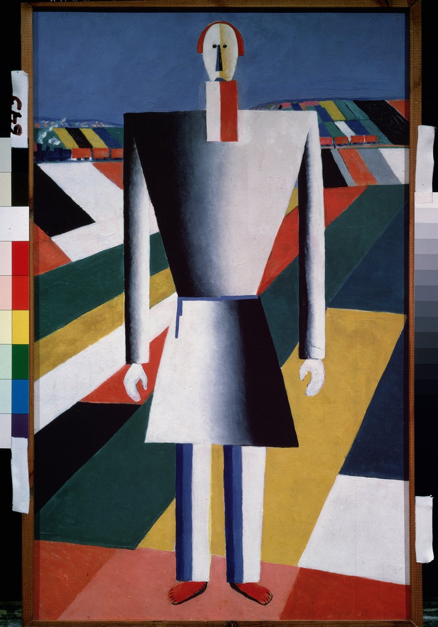 Paraszt a mezőn (A paraszt a mezőn). Kasimir Severinovich Malevics (Malevics, Malevic) festménye (1878-1935), olaj, fa alkotó: Kazimir Severinovich Malevich