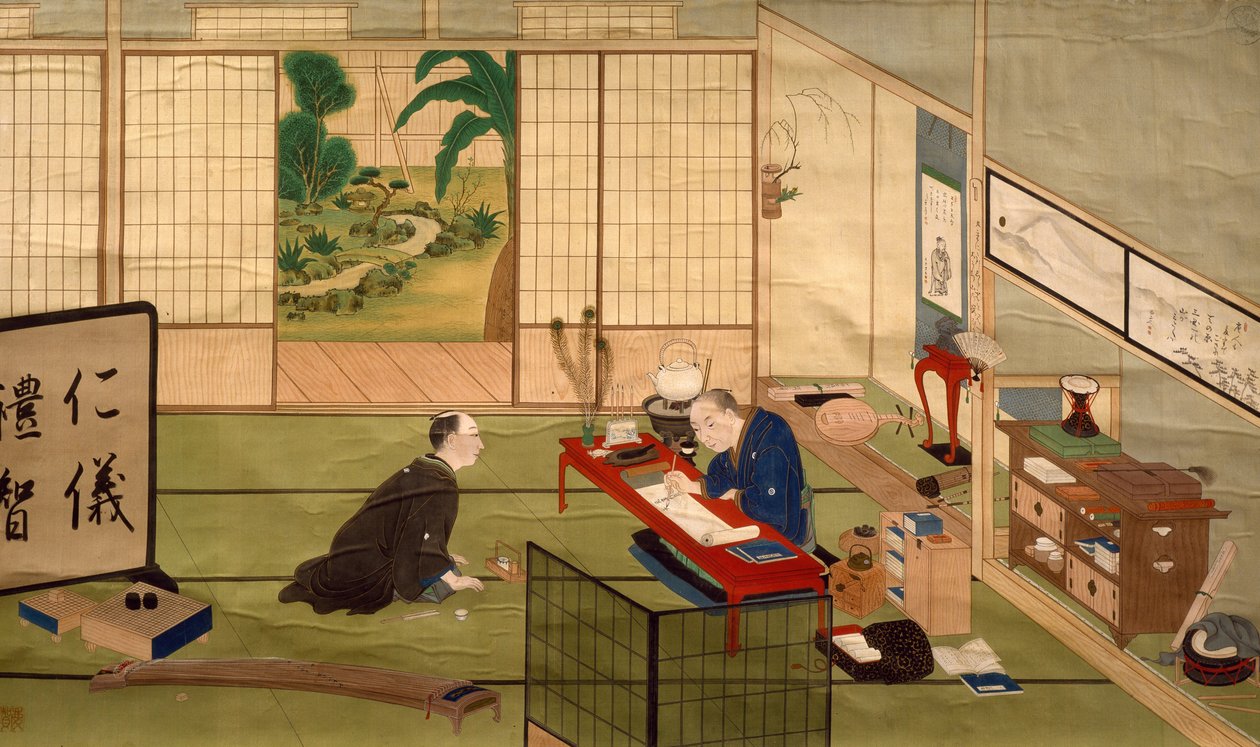 Tanulmány a kalligráfusról, Kawahara Keiga (1786-kb. 1860), akvarell, Japán, japán civilizáció, 19. század eleje alkotó: Keiga Kawahara