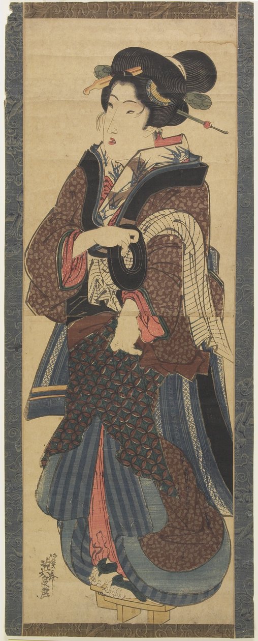 (Witress Holding a Black Lacquer Stand), 19. század eleje alkotó: Keisai Eisen