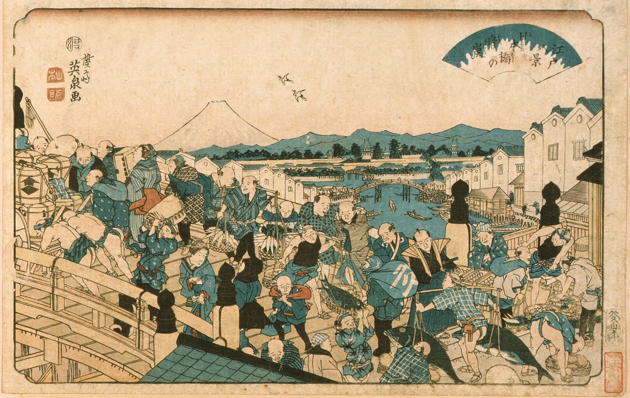Tisztuló idő a Nihonbashi hídon alkotó: Keisai Eisen