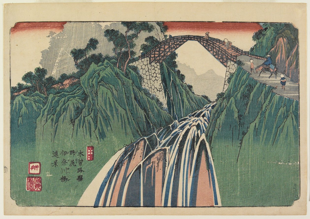 No. 41, Nojiri: Távoli kilátás az Ina folyó hídjára, 1835-38 alkotó: Keisai Eisen