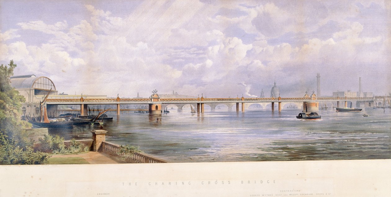 Hungerford Bridge, Charing Cross, London, 1863 alkotó: Kell Brothers