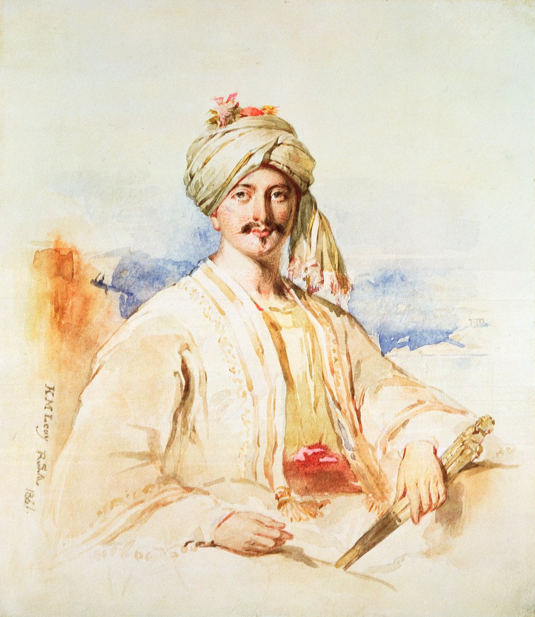 Keleti ruhás férfi portréja, 1861 (akvarell, papír) alkotó: Kenneth Macleay