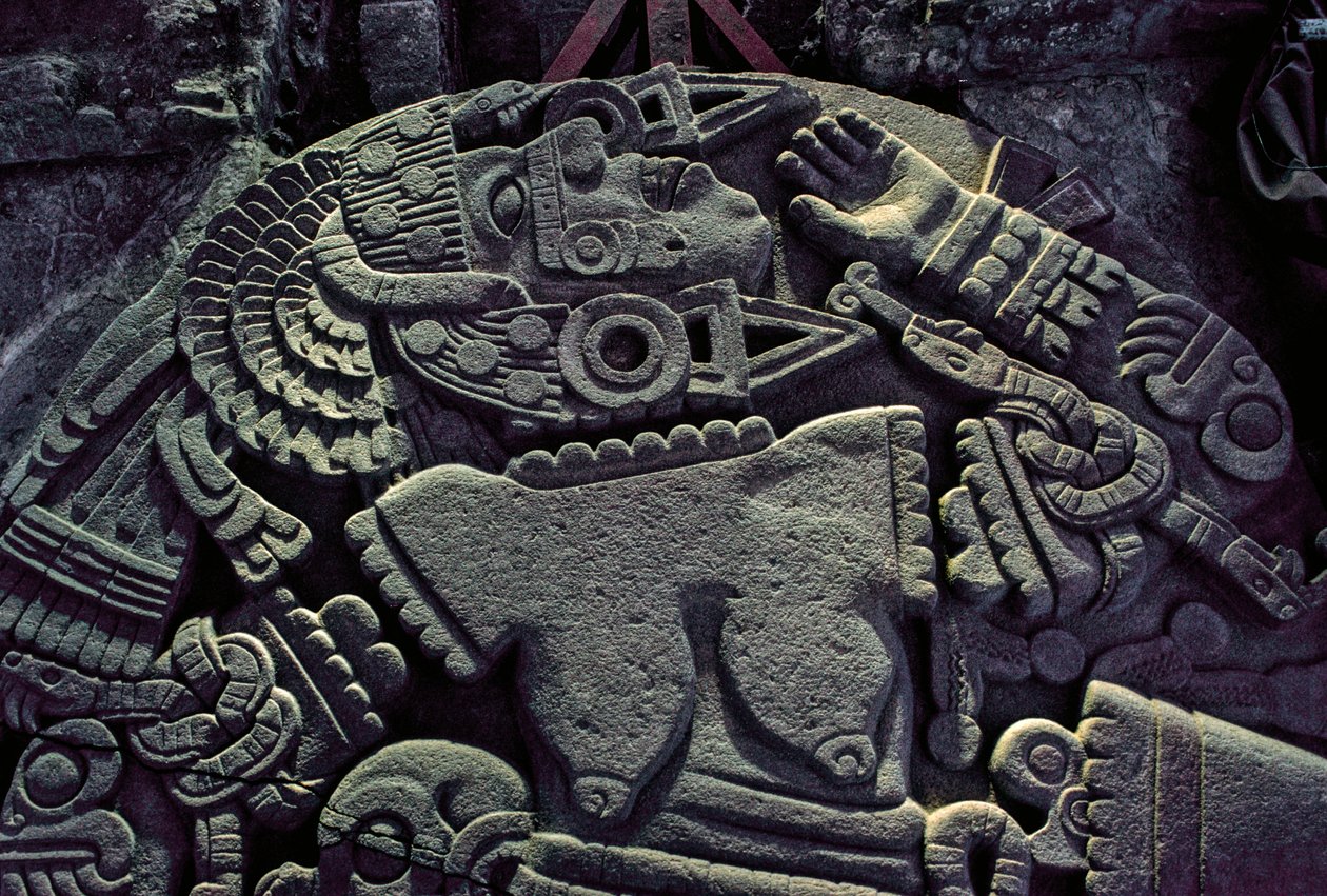 Amerika; régészet; Mexikó; Templo Mayor; az aztékok nagy temploma; Coyolxauqui, 2010 (fotó) alkotó: Kenneth Garrett