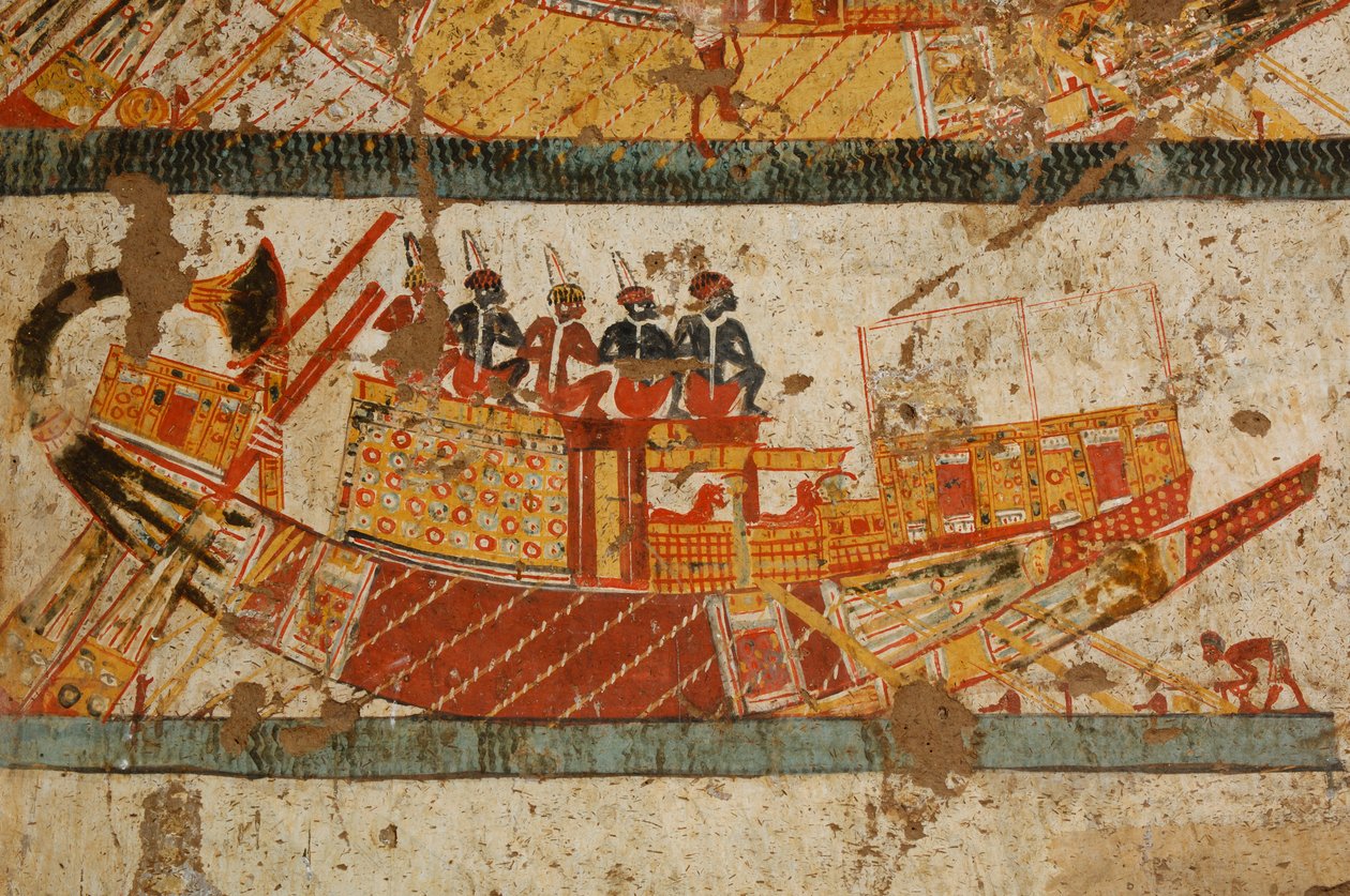 Núbiai csónakjelenet, Fekete fáraók, núbiaiak, Egyiptom, Luxor, Huy sírja, Ku..., 2007 (fotó) alkotó: Kenneth Garrett
