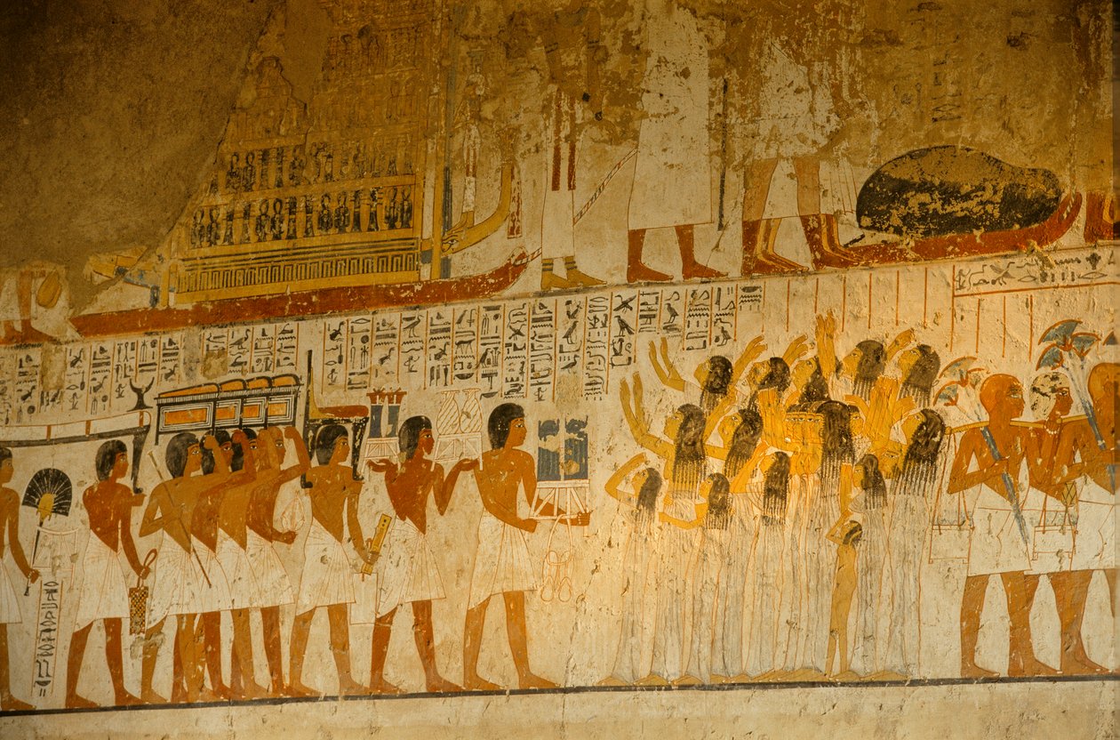 Gyászolók festett jelenete; Ramose sírja; III. Amenhotep és Akhenaten alatti vizír, 2009 (fotó) alkotó: Kenneth Garrett